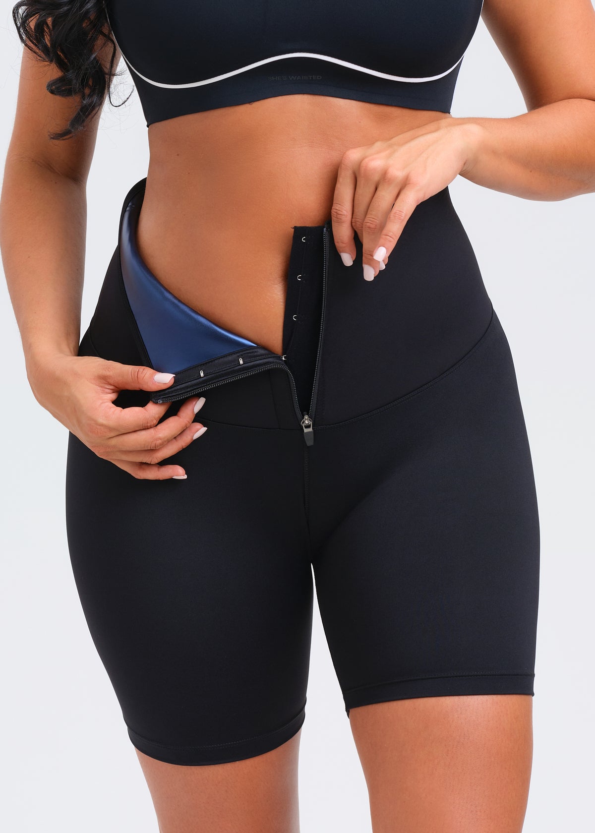 SaunaSculpt Zip Workout Shorts